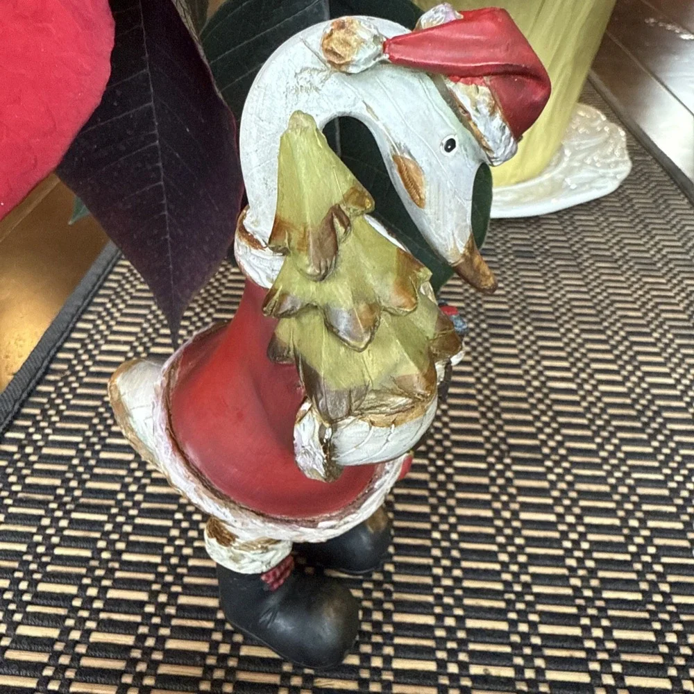 Vintage TII Collections Christmas Goose Duck‎ Whitewashed Rustic Figurine Resin
